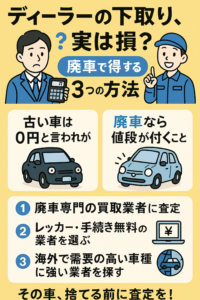 ディーラーの下取り、実は損？廃車で得する3つの方法